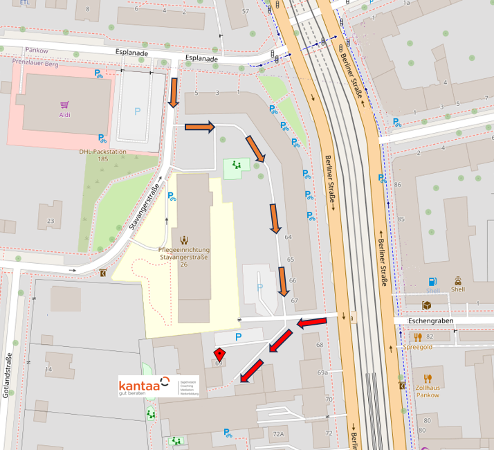 Karte Wegbeschreibung zur kantaa-Praxis in Berlin-Pankow